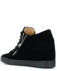 schwarze Leder Keil Turnschuhe von Giuseppe Zanotti Design