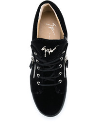 schwarze Leder Keil Turnschuhe von Giuseppe Zanotti Design