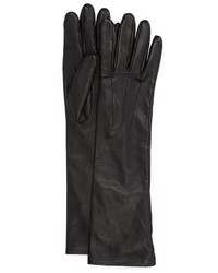 schwarze Leder lange Handschuhe