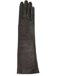 schwarze Leder lange Handschuhe von Carolina Amato