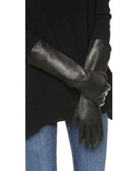 schwarze Leder lange Handschuhe von Carolina Amato