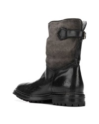 schwarze Leder mittelalte Stiefel von Officine Creative