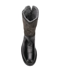 schwarze Leder mittelalte Stiefel von Officine Creative