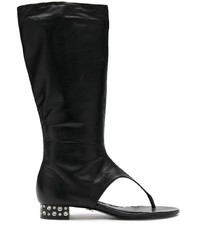 schwarze Leder mittelalte Stiefel von Andrea Bogosian