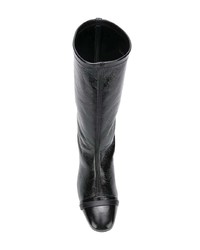 schwarze Leder mittelalte Stiefel von Stuart Weitzman