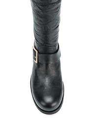 schwarze Leder mittelalte Stiefel von Jimmy Choo