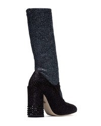 schwarze Leder mittelalte Stiefel von Dolce & Gabbana