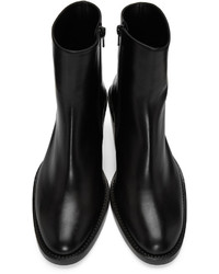 schwarze Leder mittelalte Stiefel von Ann Demeulemeester