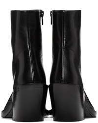 schwarze Leder mittelalte Stiefel von Ann Demeulemeester