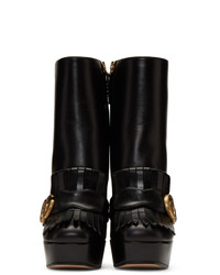 schwarze Leder mittelalte Stiefel von Gucci