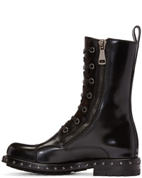 schwarze Leder mittelalte Stiefel von Dolce & Gabbana