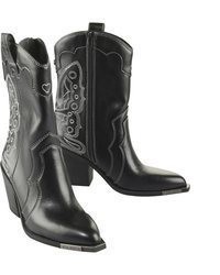 schwarze Leder mittelalte Stiefel von Buffalo