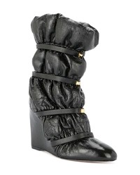 schwarze Leder mittelalte Stiefel von Stuart Weitzman