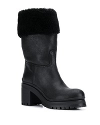 schwarze Leder mittelalte Stiefel von Miu Miu