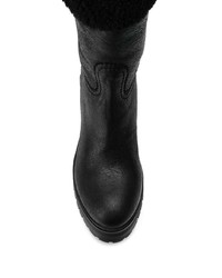 schwarze Leder mittelalte Stiefel von Miu Miu