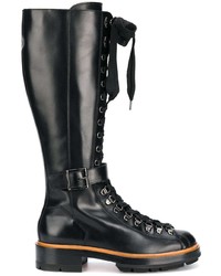 schwarze Leder mittelalte Stiefel von Santoni