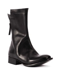 schwarze Leder mittelalte Stiefel von Yohji Yamamoto