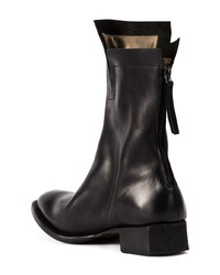 schwarze Leder mittelalte Stiefel von Yohji Yamamoto