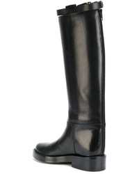 schwarze Leder mittelalte Stiefel von Ann Demeulemeester