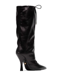 schwarze Leder mittelalte Stiefel von Versace