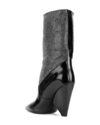 schwarze Leder mittelalte Stiefel von Saint Laurent