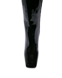 schwarze Leder mittelalte Stiefel von Prada