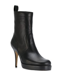 schwarze Leder mittelalte Stiefel von Rick Owens