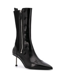 schwarze Leder mittelalte Stiefel von Alexander McQueen