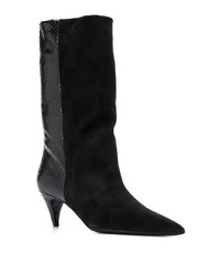 schwarze Leder mittelalte Stiefel von Saint Laurent