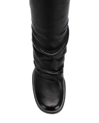 schwarze Leder mittelalte Stiefel von Rick Owens