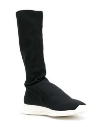 schwarze Leder mittelalte Stiefel von Rick Owens DRKSHDW