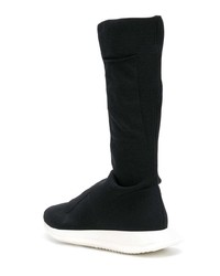 schwarze Leder mittelalte Stiefel von Rick Owens DRKSHDW