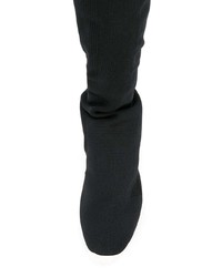 schwarze Leder mittelalte Stiefel von Rick Owens DRKSHDW