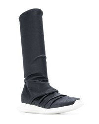 schwarze Leder mittelalte Stiefel von Rick Owens