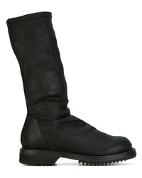 schwarze Leder mittelalte Stiefel von Rick Owens