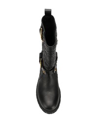 schwarze Leder mittelalte Stiefel von Salvatore Ferragamo