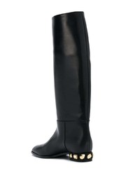 schwarze Leder mittelalte Stiefel von Casadei