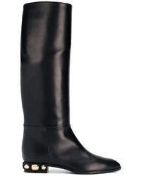 schwarze Leder mittelalte Stiefel von Casadei