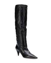 schwarze Leder mittelalte Stiefel von Miu Miu