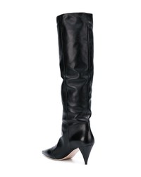 schwarze Leder mittelalte Stiefel von Miu Miu