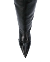 schwarze Leder mittelalte Stiefel von Miu Miu