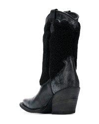 schwarze Leder mittelalte Stiefel von McQ Alexander McQueen