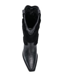 schwarze Leder mittelalte Stiefel von McQ Alexander McQueen