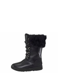 schwarze Leder mittelalte Stiefel von UGG