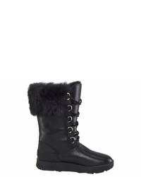 schwarze Leder mittelalte Stiefel von UGG