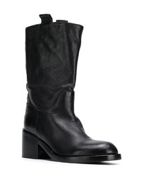 schwarze Leder mittelalte Stiefel von Officine Creative