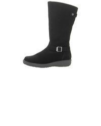 schwarze Leder mittelalte Stiefel von Waldläufer