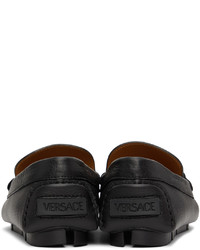schwarze Leder Mokassins von Versace
