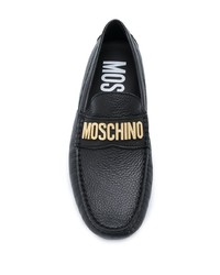 schwarze Leder Mokassins von Moschino