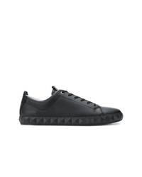 schwarze Leder niedrige Sneakers mit geometrischem Muster von Ea7 Emporio Armani